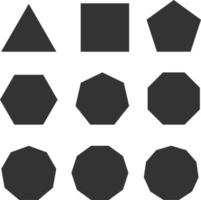 símbolo de línea polígono, triángulo, cuadrilátero, pentágono, hexágono, heptágono, octágono, nonágono, decágono. estilo plano vector