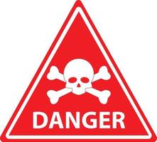 red danger skull crossbones warning on white background. danger warning message logo. flat style. restricted zone, sign. dangerous chemicals symbol. vector