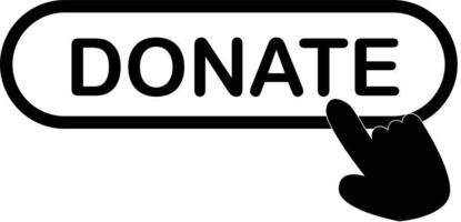 cursor click to the donate button on white background. hand push on donate button. concept of beneficence sign. vector