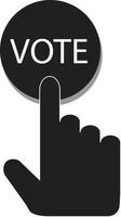 Hand pressing a button with the text VOTE icon on white background. flat style. Voting sign. polling sign. ballot symbol. vector