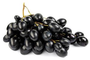 un racimo de uvas negras está aislado en un fondo blanco. foto