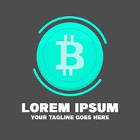 logotipo verde azulado de bitcoin vector