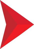 abstract triangular arrow icon on white background. flat style. glossy triangle arrow logo. red arrow symbol. vector