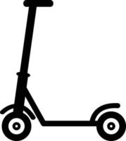 icono de patinete negro sobre fondo blanco. señal de scooter. símbolo de bicicleta de equilibrio. estilo plano vector