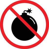 no bomb icon on white background. no bombs prohibition sign. explosive material symbol. vector