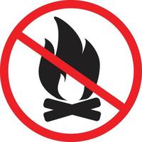 no bonfire prohibited icon on white background. no fire sign. stop flame symbol. flat style. vector