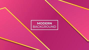 Modern background two triangles with pink and red gradations with yellow gold stripes, easy to edit vector