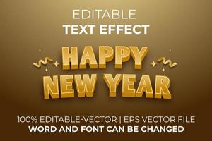 efecto de texto feliz año nuevo, fácil de editar vector