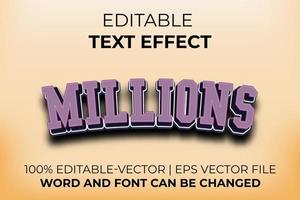 Millions text effect, easy to edit vector