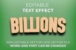 Billions text effect, easy to edit vector