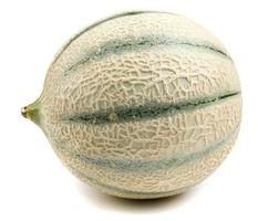 el melón del melón está aislado en un fondo blanco. una vista lateral foto