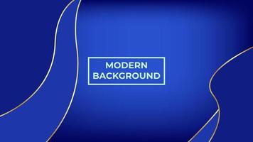 Modern background with dark blue and light blue with gold plated waves, easy to edit vector