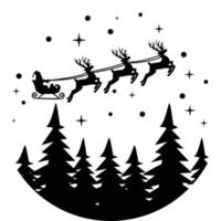santa en trineo sobre fondo blanco. cartel de feliz navidad. símbolo de venado de navidad. estilo plano vector