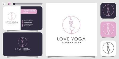 diseño de logotipo de yoga con vector premium de concepto de arte de línea único