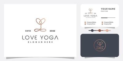 diseño de logotipo de yoga con vector premium de concepto de arte de línea único