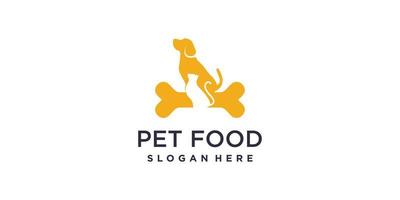 diseño de logotipo de icono de comida para mascotas con vector premium de concepto de elemento creativo