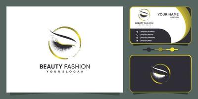 Lash logo design for beauty with creative element Premium Vector