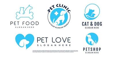 Pet logo design with creative unique element logo collection Premium Vector