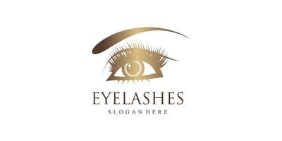 Eyelashes icon logo design with creative beauty element style Premium Vector