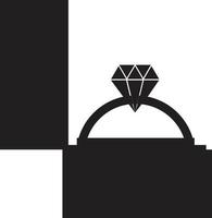 anillo de diamante en icono de cuadro sobre fondo blanco. signo casado. estilo plano vector