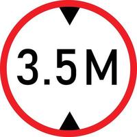 height limit traffic sign on white background. red circle sign found near that pass under bridges. 3.5 meter height restriction road sign. flat style. vector