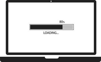 loading process in laptop screen on white background. update computer system sign. system software update and upgrade concept. flat style. vector