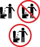 no trow paper in toilet sign. no toilet littering symbol. trash into toilet pictogram. flat style. vector