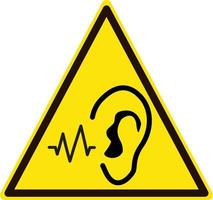 logotipo de ruido de peligro. símbolo de peligro de ruido fuerte. signo de ruido fuerte repentino. estilo plano vector