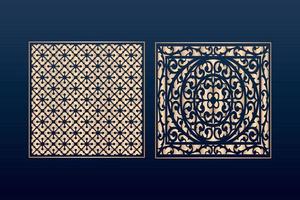 Laser cut ornamental panel templates set decorative lace borders patterns vector decorative elementsborder frame borders pattern islamic pattern files dxf Laser cut panel template cnc files