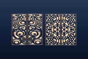 conjunto de plantillas de paneles ornamentales cortados por láser patrones de bordes de encaje decorativos elementos decorativos vectoriales patrón de bordes de marco de borde archivos de patrones islámicos archivos cnc de plantilla de panel de corte láser dxf vector