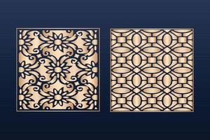 conjunto de plantillas de paneles ornamentales cortados por láser patrones de bordes de encaje decorativos elementos decorativos vectoriales patrón de bordes de marco de borde archivos de patrones islámicos archivos cnc de plantilla de panel de corte láser dxf vector