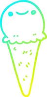 cold gradient line drawing cartoon ice cream vector