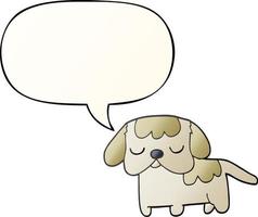cute cartoon puppy and speech bubble in smooth gradient style vector