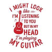 diseño de camiseta de guitarra e ilustración de guitarra vector