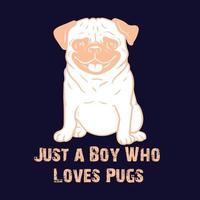 vector de perro y diseño de camiseta de perro pugs, ilustraciones de perros, camiseta divertida de perro pugs