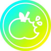 bitten apple circular in cold gradient spectrum vector