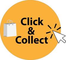 click and collect icon on white background. click and collect with computer mouse pointer. click and collect sign. flat style. vector