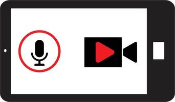 phone horizontally and record video. phone record sound and video. telephone record sign. vector