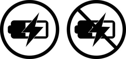 battery charge and no battery charge on white background. battery charge level sign. no flash symbol. battery sign. flat style. vector