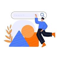 Business metaphore for search or research, development, web surfing. Trendy outline characters for web or ui design. Flat vector illustration