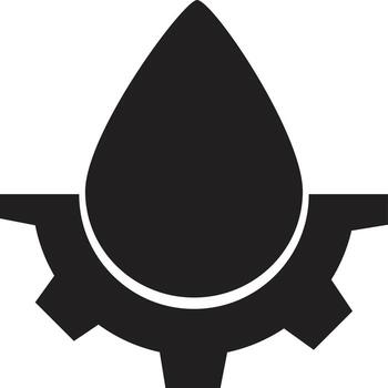 drop and gears icon on white background. drop water gear sign. water drop logo. flat style. gear drop symbol. vector