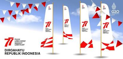 77 indonesia. día de la independencia de la república de indonesia. diseño de plantilla de cartel de ilustración vector
