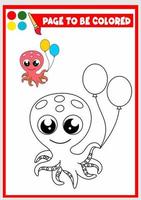 coloring book for kids. octopus vector