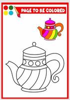 coloring book for kids. tea pot vector