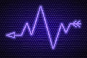 Neon arrow in the shape of a zigzag on a purple background vector