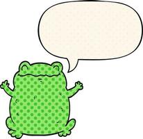 cartoon toad and speech bubble in comic book style vector