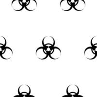Biohazard sign. Symbol. Repeating vector pattern. Isolated colorless background. Flat style. Seamless ornament. Scientific background. Coronavirus COVID-19.