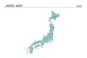 Japón mapa ilustración vectorial sobre fondo blanco. el mapa tiene todas las provincias y marca la ciudad capital de japón. vector