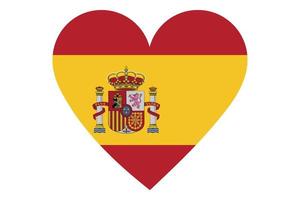 Vector de la bandera del corazón de España sobre fondo blanco.