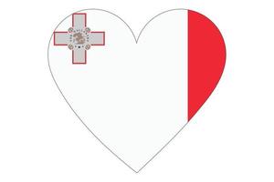 Heart flag vector of Malta on white background.